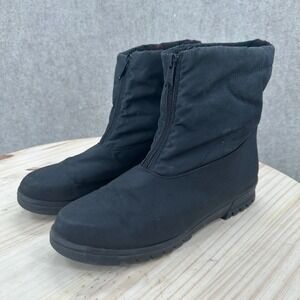 Toe Warmers Waterproof Winter Ankle Boots Womens 11 Black Front Zip Plaid Lined